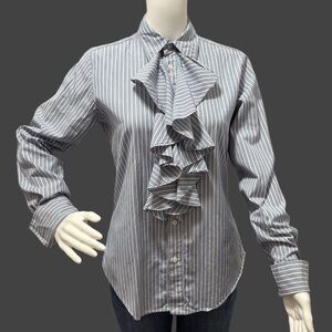 Vintage Ralph Lauren Sport Blue Striped Button Down Shirt